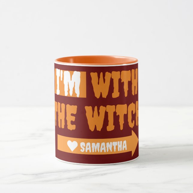 Simple Happy Halloween i'm with the witch costum Mug (Center)