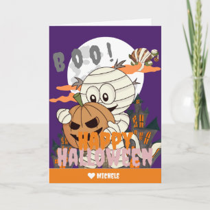 Simple Happy Halloween Mummy family and friends Card