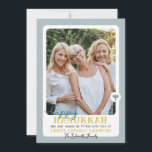 Simple HAPPY HANNUKAH Menorah Photo Holiday Card<br><div class="desc">This modern and simple Hanukkah holiday card features menorahs with customisable text. Click the personalise button to customise the text in this design. These items coordinate with our other items in the collection.</div>