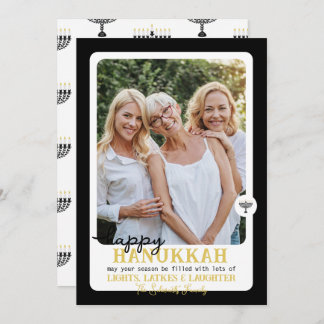 Simple HAPPY HANNUKAH Menorah Photo Holiday Card