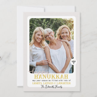 Simple HAPPY HANNUKAH Menorah Photo Holiday Card