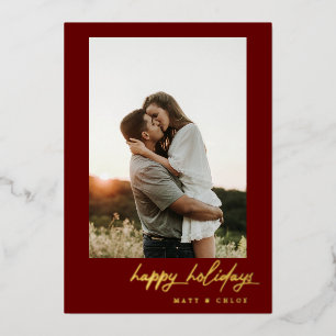 Simple Happy Holidays Christmas Photo Foil Holiday