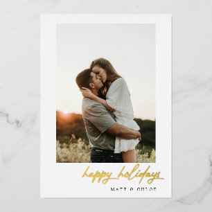 Simple Happy Holidays Christmas Photo Foil Holiday Card