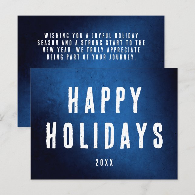 Simple Happy Holidays Logo Blue Gradient Postcard (Front/Back)