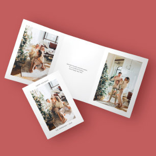 Simple Happy Holidays Minimal Photo Tri-Fold Holiday Card