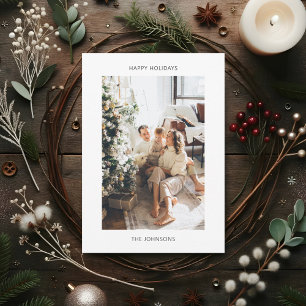 Simple Happy Holidays One Photo Holiday Card