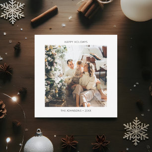 Simple Happy Holidays One Photo Holiday Card