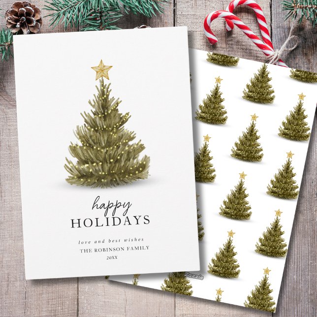 Simple Happy Holidays Pine Tree Christmas Card (Creator Uploaded)