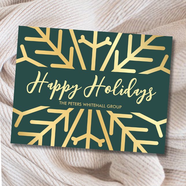 Simple Happy Holidays Snowflake Gold business Postcard (Creator Uploaded)