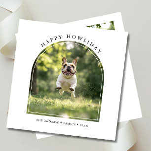 Simple Happy Howlidays Christmas Dog Arch Photo Holiday Card