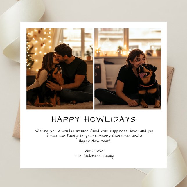 Simple Happy Howlidays Christmas Family Dog Photo Holiday Card (Creator Uploaded)
