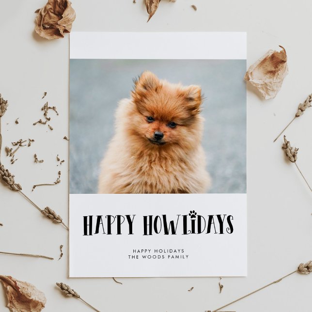 Simple Happy Howlidays Dog Photo Holiday Card (Creator Uploaded)