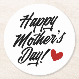 Simple Happy Mother's Day Calligraphy Coaster