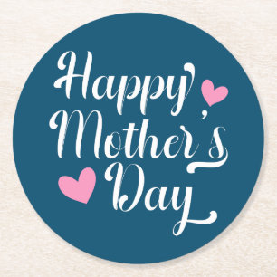 Simple Happy Mother's Day Calligraphy Coaster