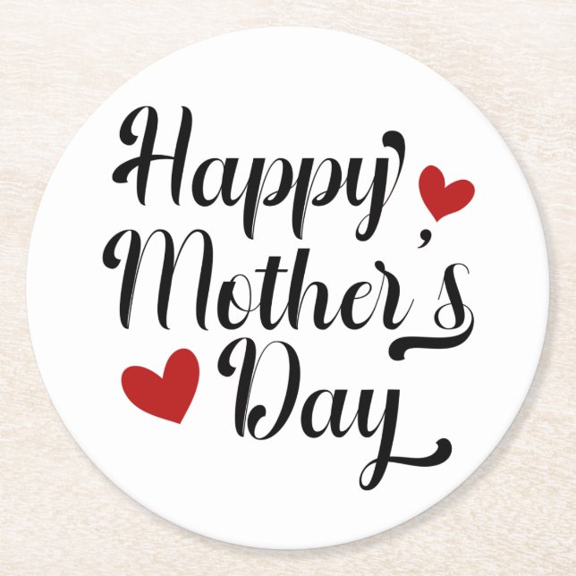 Simple Happy Mother's Day Calligraphy | Coaster (Front)