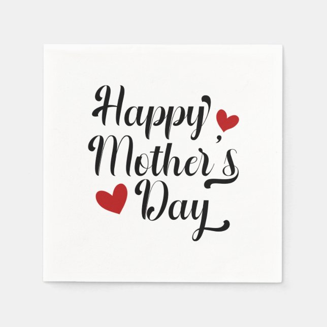 Simple Happy Mother's Day Calligraphy Paper Napkin (Front)