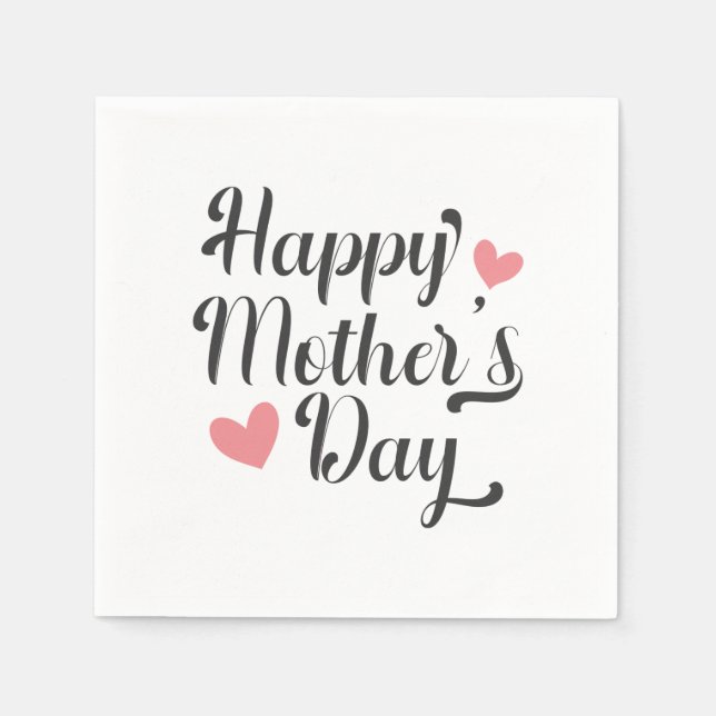 Simple Happy Mother's Day Calligraphy Paper Napkin (Front)