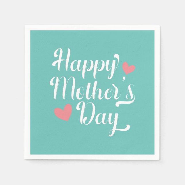 Simple Happy Mother's Day Calligraphy Paper Napkin (Front)