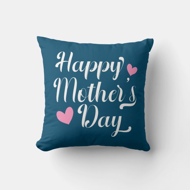 Simple Happy Mother's Day Calligraphy Throw Pillow (Front)