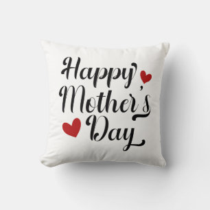 Simple Happy Mother's Day Calligraphy Throw Pillow