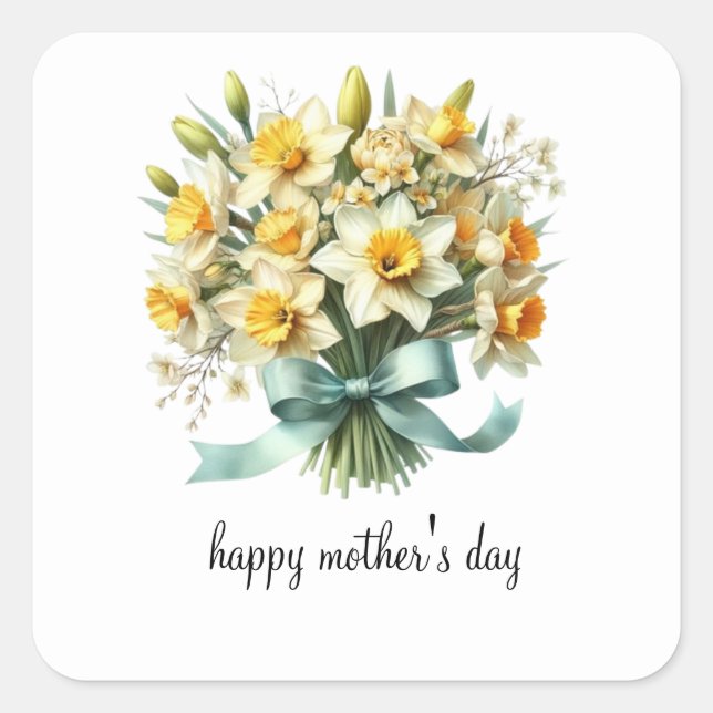 simple happy mother's day card square sticker (Front)