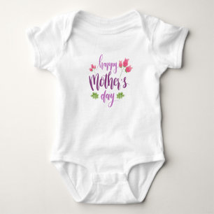 Simple Happy Mother's Day Floral Bodysuit