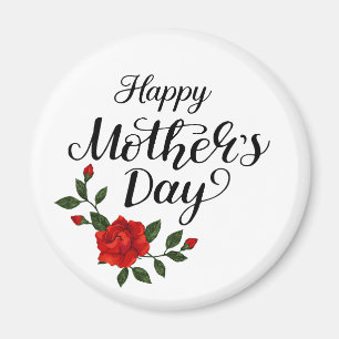 Simple Happy Mother's Day Floral Calligraphy Magnet