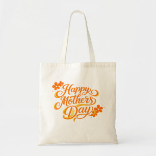 Simple Happy Mother's Day Floral Calligraphy Tote Bag