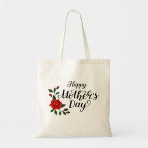 Simple Happy Mother's Day Floral Calligraphy Tote Bag