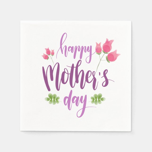 Simple Happy Mother's Day Floral | Napkin (Front)