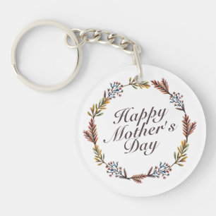 Simple Happy Mother's Day Floral Wreath Keychain