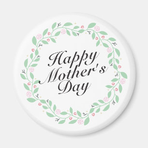 Simple Happy Mother's Day Floral Wreath Magnet