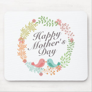 Simple Happy Mother's Day Floral Wreath Mousepad