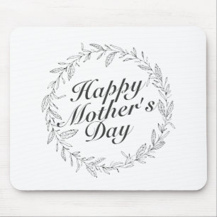 Simple Happy Mother's Day Floral Wreath Mousepad