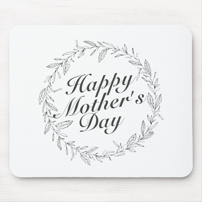 Simple Happy Mother's Day Floral Wreath Mousepad (Front)