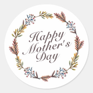 Simple Happy Mother's Day Floral Wreath Sticker
