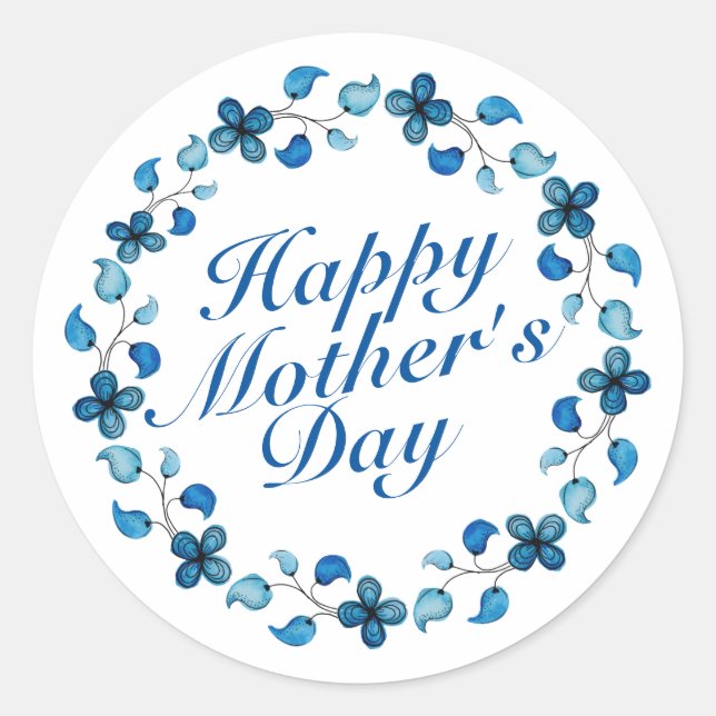 Simple Happy Mother's Day Floral Wreath Sticker (Front)