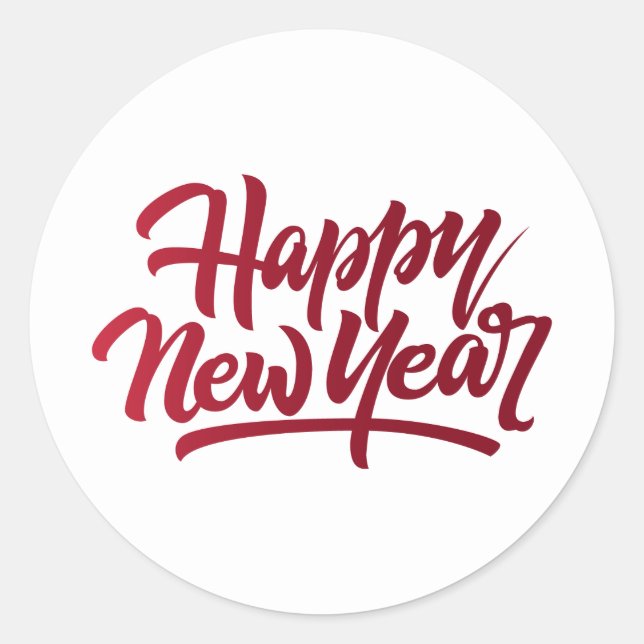 Simple Happy New Year Holiday Classic Round Sticker (Front)