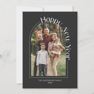 Simple Happy New Year Photo Navy Holiday Card