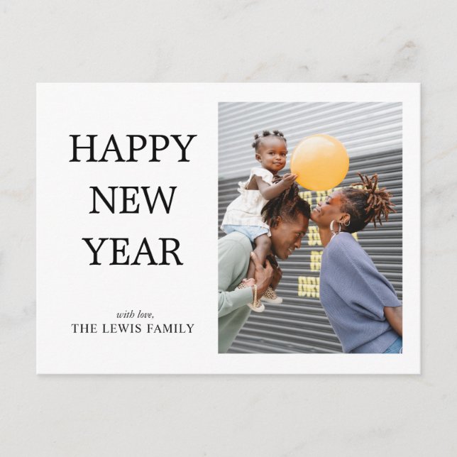 Simple Happy New Year Photo Postcard (Front)