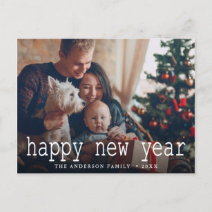 Simple Happy New Year's Photo Postcard