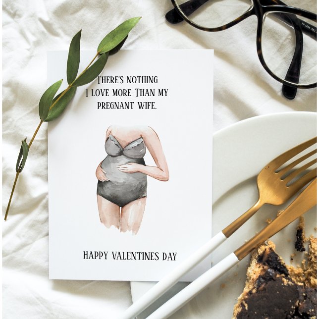 Simple Happy Pregnant Valentines Day Gift Holiday Card (Creator Uploaded)