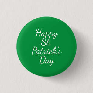 Simple Happy St. Patrick's Day Green 3 Cm Round Badge