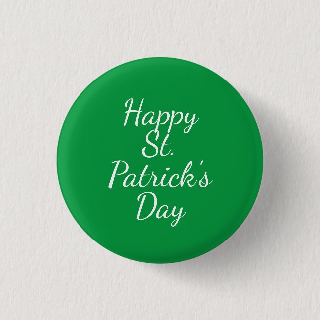 Simple Happy St. Patrick's Day Green 3 Cm Round Badge (Front)