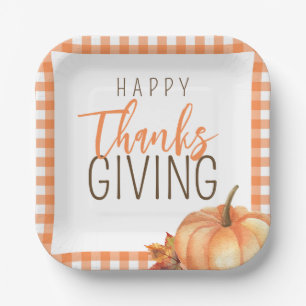 Simple Happy Thanksgiving   Fall Autumn Foliage Paper Plate