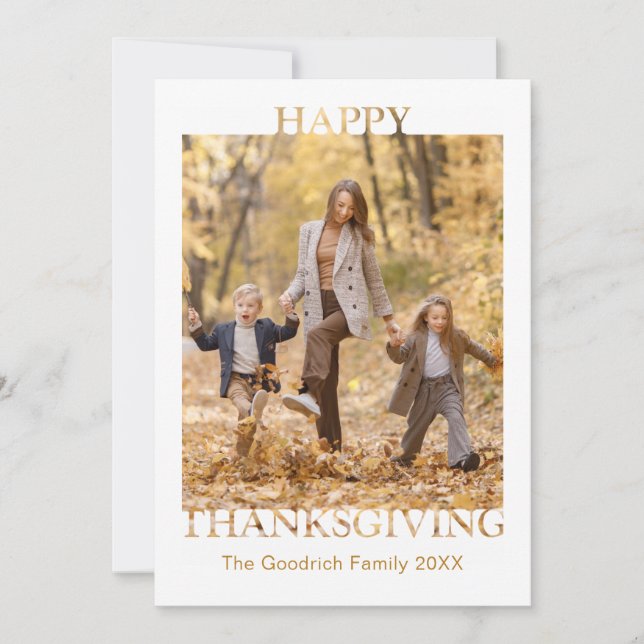 Simple Happy Thanksgiving Photo Greeting Card (Front)