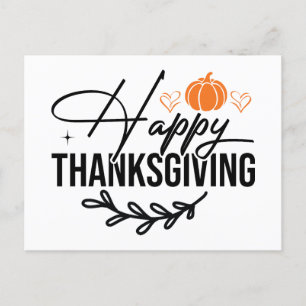 Simple Happy Thanksgiving Pumpkin Postcard