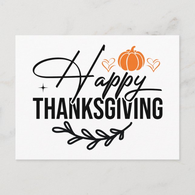 Simple Happy Thanksgiving Pumpkin  Postcard (Front)