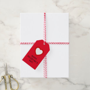 Simple Happy Valentine's Day White Heart on Gift Tags