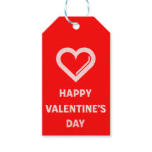 Simple Happy Valentine's Day White Heart on Red 